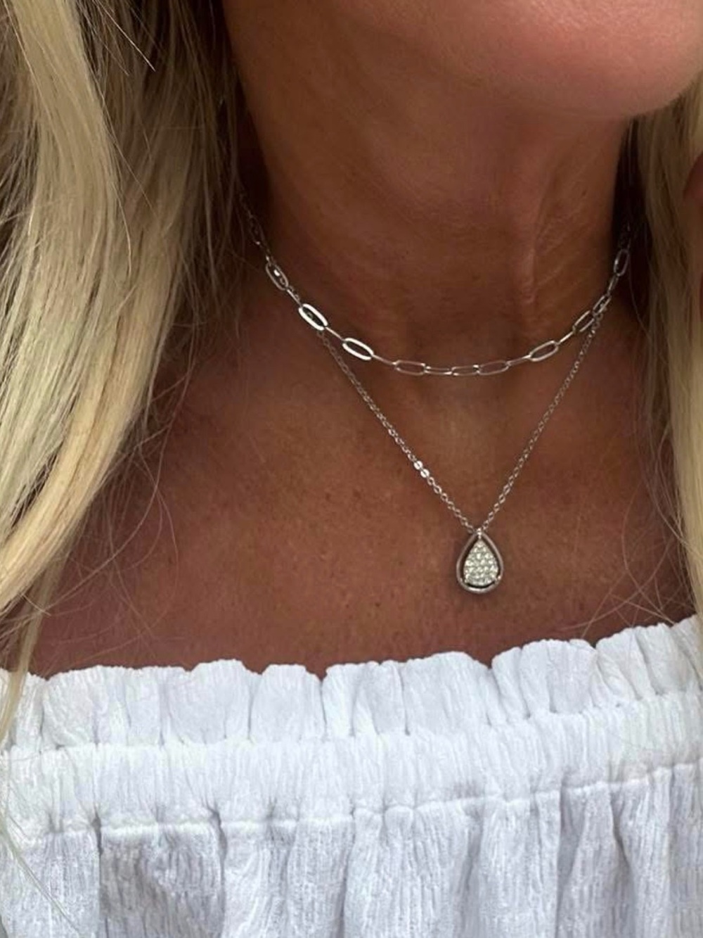 Park Lane “EVIE”  Silver and Gold Teardrop Necklace